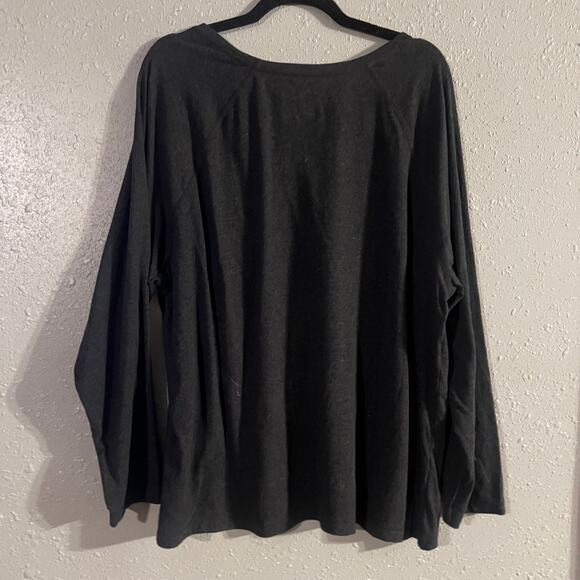 Blue Mountain Long Sleeve Grey Womans Shirt 2X Soft Loose fit overshirt - Picture 2 of 4